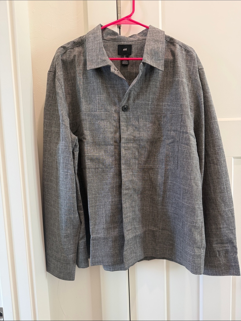 H&M Men's Heather Gray Button-Down Casual Shirt